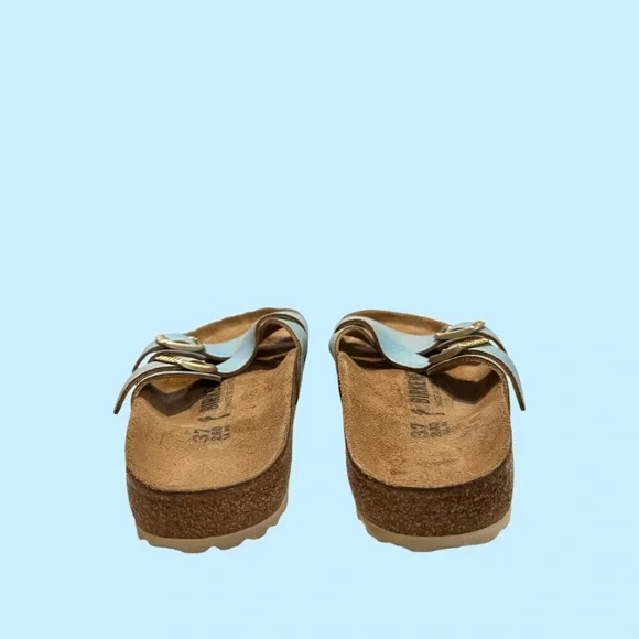 Birkenstock Blue Sandals with Cork Footbed and Metallic Straps - Picture 8 of 10